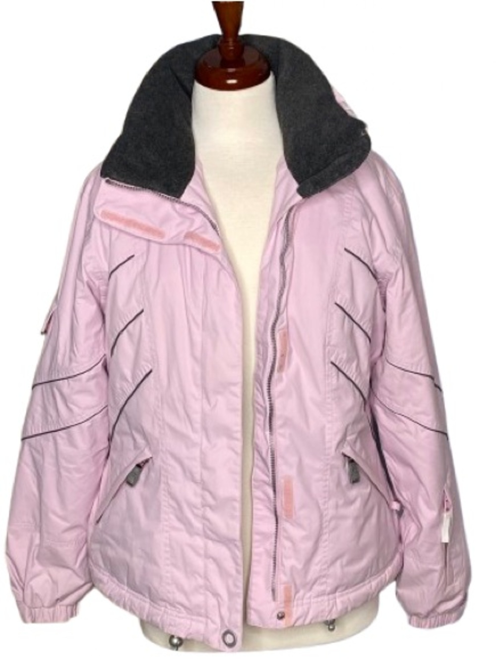 NILS Light Pink Ski Jacket with Dark Gray Contrast Collar